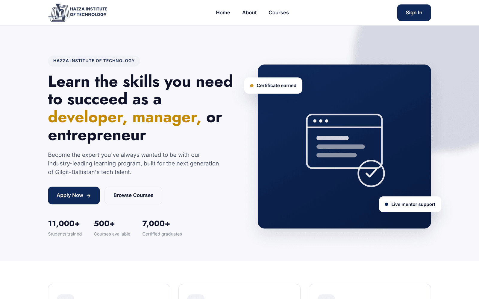Hazza Learning Platform — homepage